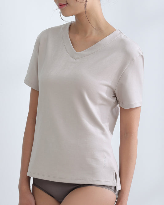 清輕V領短袖上衣